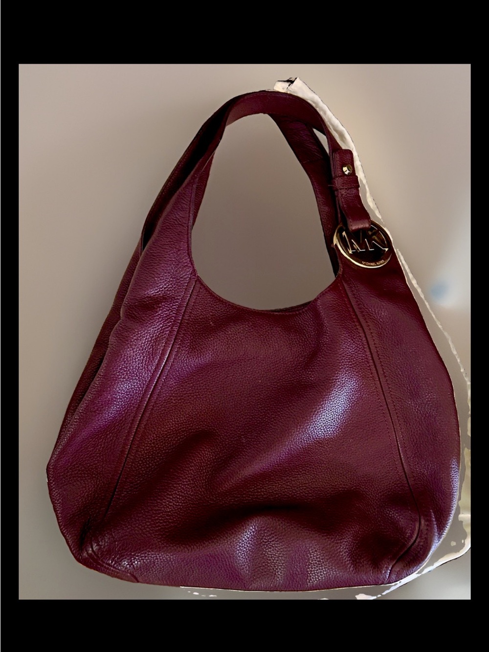 Michael Kors Large Pebbled Leather Shoulder Bag - Burgundy